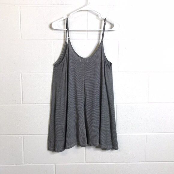 Cupio Womens Shirt Tank Large Top Black White Stripe Swing Tank Top Beach - Picture 4 of 8